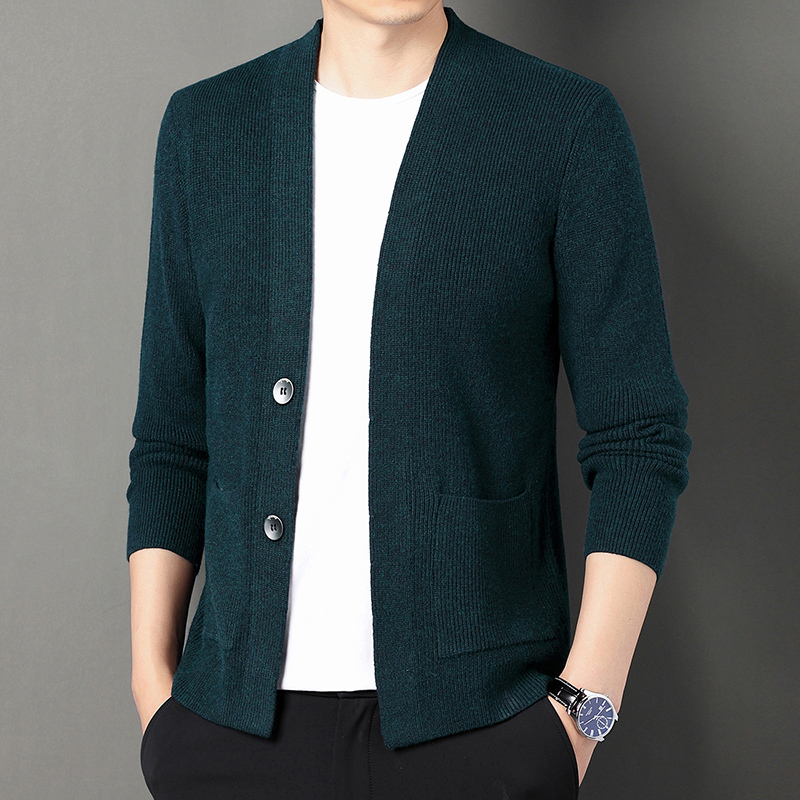 

Men's Sweaters High End Cardigan Pocket Sweaters Vneck Soft Pure Color Men's Winter Sweater Fashion Long Sleeve Classic Autumn Casual Korean 221128, Black