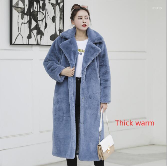 

Women' Fur Winter Women' Coat Long High Quality Imitation Fashion Warm Casual Loose Cashmere, Orange