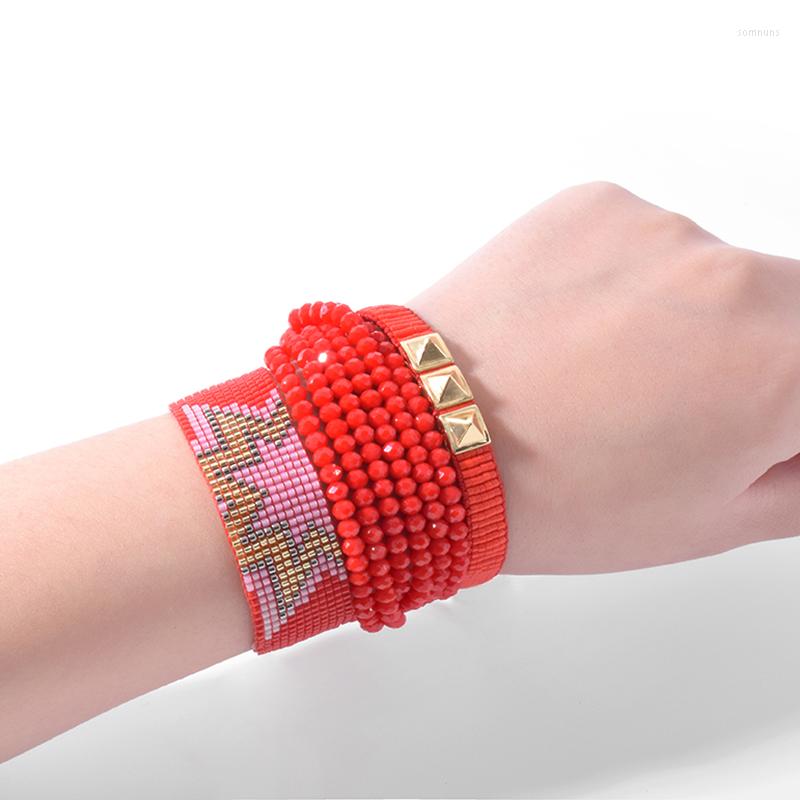 

Strand YUOKIAA Crystal Tassel Charm Bracelet For Women Mostacilla Miyuki Handmade Braided Star Friendship Boho Bracelets Luxury Jewelry