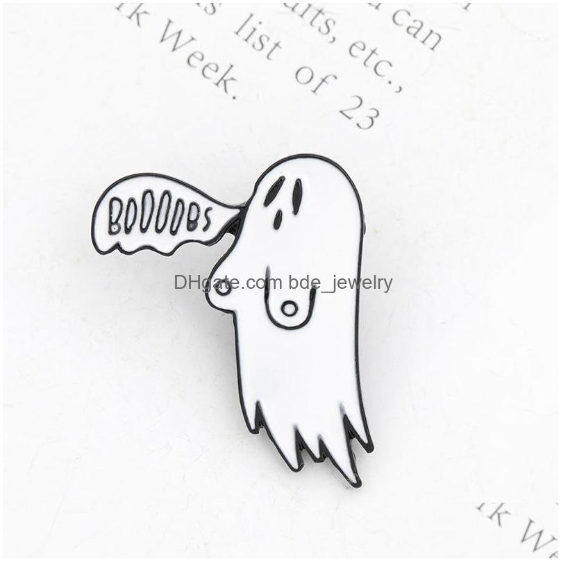 

Pins Brooches Funny Cartoon Ghost Brooch Pins America Street Retro Metal Brooches For Kids Gift Jewelry Clothes Badges Denim Shirt Dhqhk