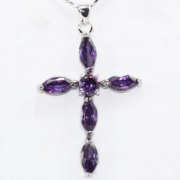 

Beautiful Jewellery HOT Amethyst Cross Pendant Necklace 17"