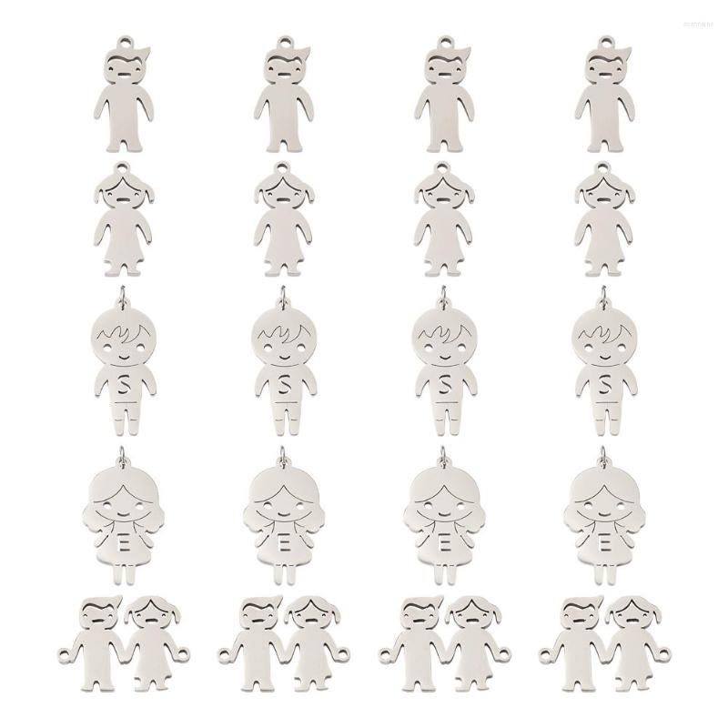 

Pendant Necklaces Kissitty 20Pcs Human Shape Laser Cut Stainless Steel Pendants & Link Connectors For Handmade Necklace Bracelet Jewelry
