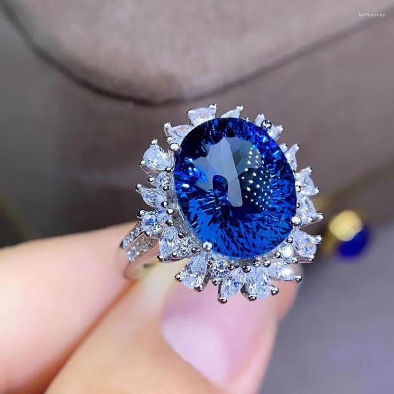 

Cluster Rings Gift Real Natural Topaz Ring 925 Sterling Silver