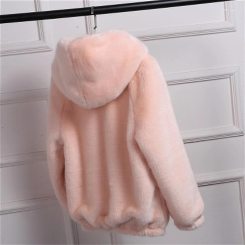 

Women' Fur Women' Jackets Autumn Winter Faux Jacket 2022 High Quality Female Warm Coats Oversized Causal Large Size Hooded Coat, Red