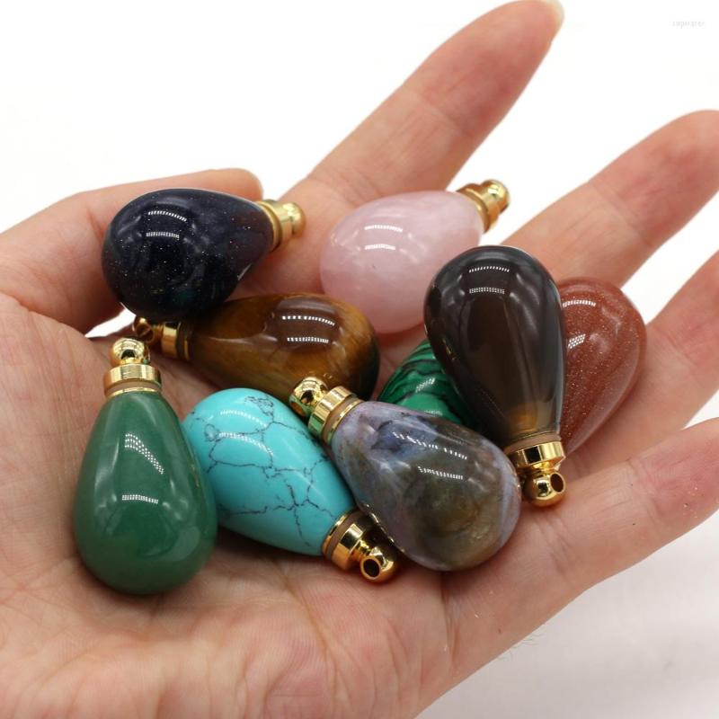 

Pendant Necklaces Wholesale 6PCS Natural Semi-precious Stone Round Drop-shaped Perfume Bottle Crafts Making Necklace Earrings Jewelry Gift