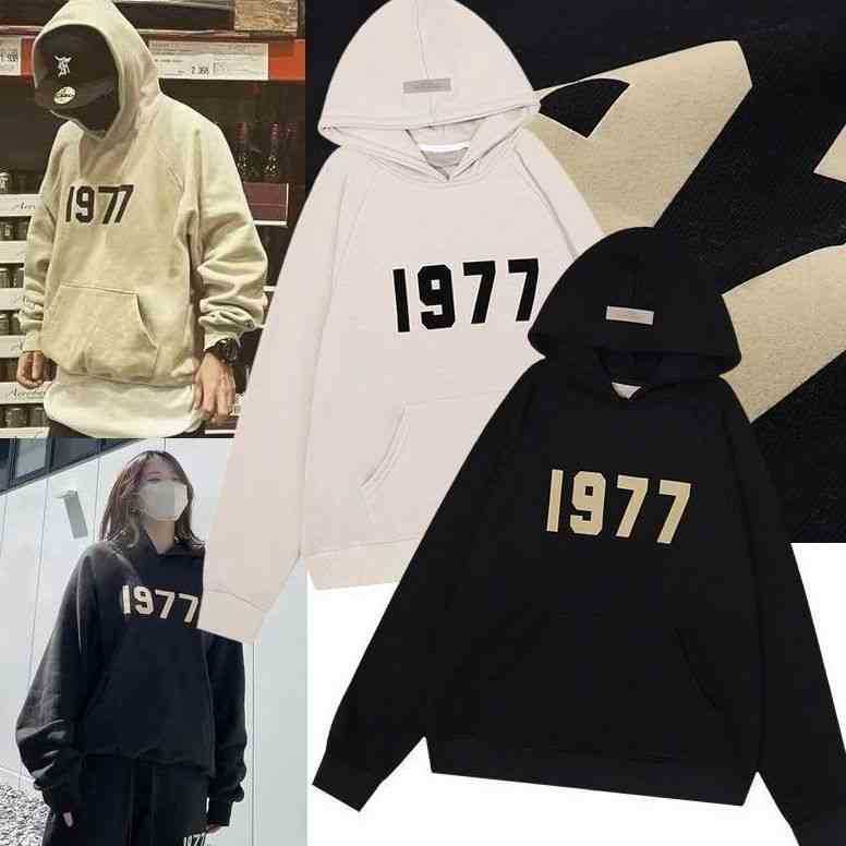 

Double Designer Luxury Line Men's Hoodies American Cotton Comfortable Essentilas Sweatshirt Ceiling Flocking Hoodie Men's 7SDY, White sweater hood 1977 high version