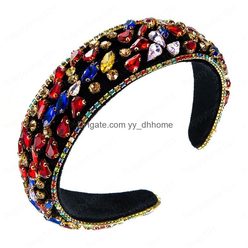 

Headbands Luxury Fly Mti Color Crystal Headband Gorgeous Diamond Beaded Sponge Hairband Bridal Wedding Tiara Crowns Drop Delivery Je Dhxpg