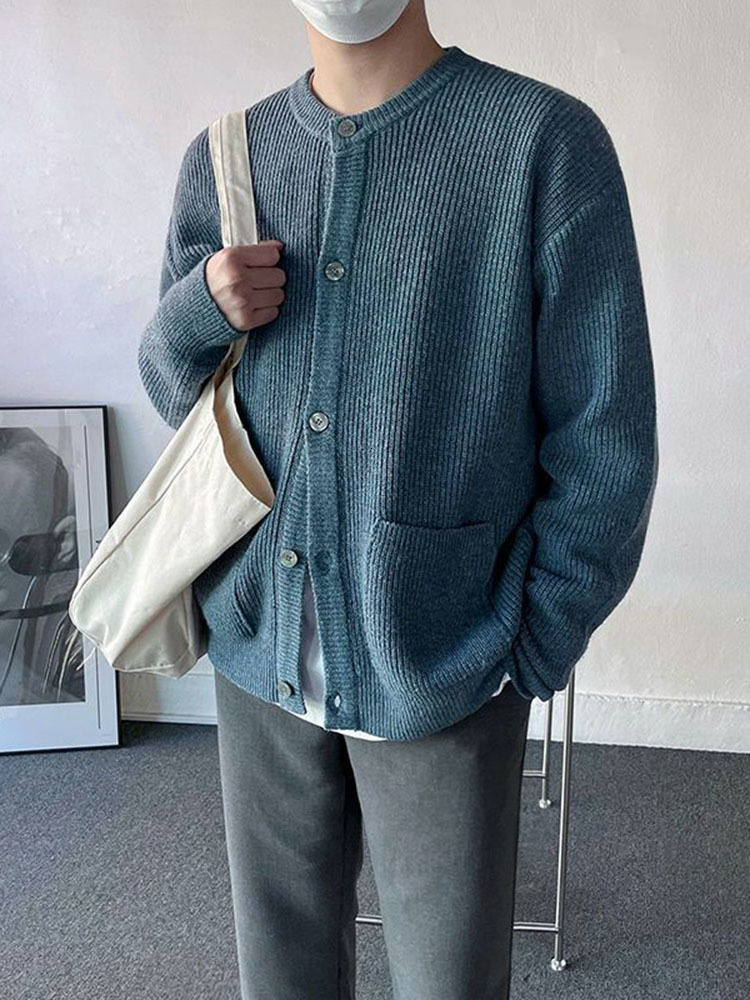 

Men's Sweaters Spring Men's Sweater Cardigan Autumn Korean Fashion Loose Trend Versatile 2023 Solid Color Round Neck Male Tops 2A6582 221128, Blue