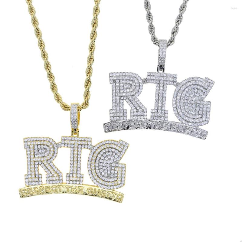 

Chains Wholesale Hip Hop Iced Out Respect The Ghetto Letters Necklace Pendants For Men Women Bling 5A Cubic Zircon Paved Goth Jewelry