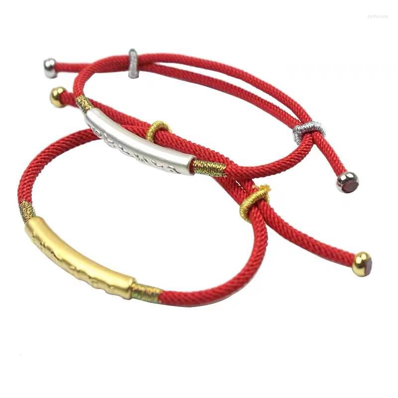 

Strand Sterling Silver Ins Niche Design Light Luxury Exquisite Golden Bracelet Hand Red Rope Female Sanskrit Elbow Birthday Gift