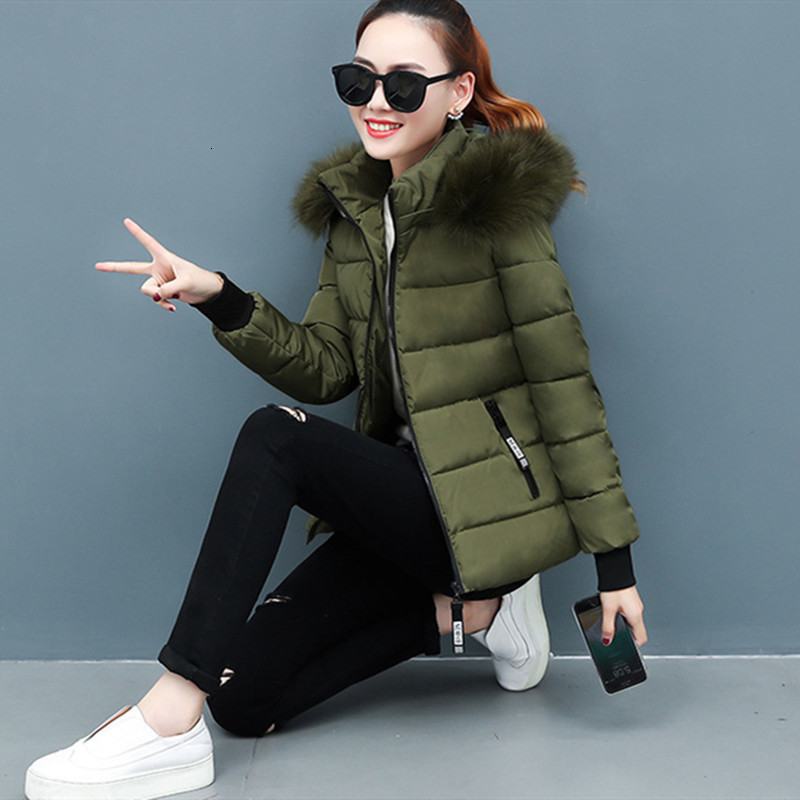 

Women's Down Parkas Winter Polyester Jacket Hooded Long Sleeve Cardigan Pockets Zipper Slim Solid Thick Fashion Casual 221125, Black