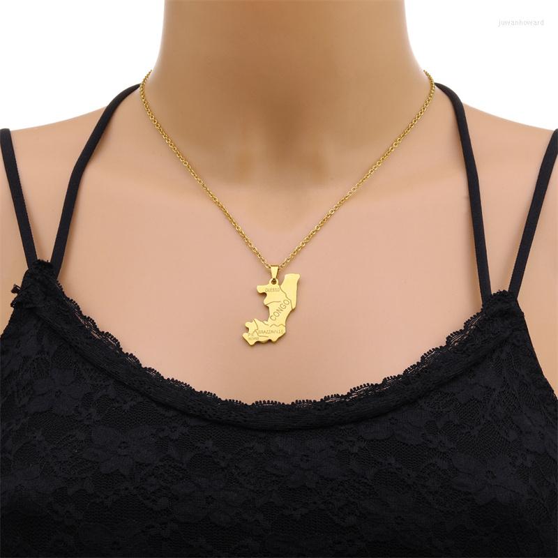 

Pendant Necklaces Congo Map Titanium Steel Necklace Geometric Lovers Accessories For Men And Women