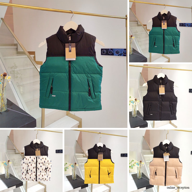

Kids Womens The Face Jacket Winter warm solid Coat North Parka down vest sleeveless jacket Classic Feather Weskit Jackets, Color 4