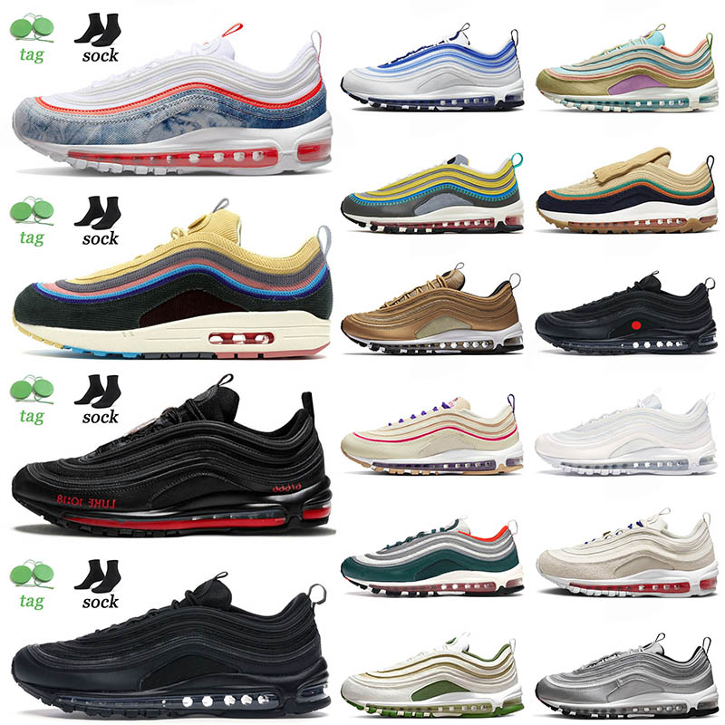 

Shoes Running Classic 97 Sean Wotherspoon 97s Running Vapores Triple White Airs Black Golf NRG Lucky Good MSCHF X INRI Jesus Max Men Women Sneakers, D72 metallic gold 36-46