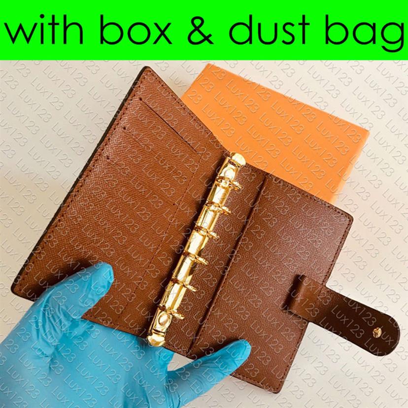 

R20005 MEDIUM SMALL RING AGENDA COVER er Women Men Fashion Notebook Card Holder Case Luxury Passport Diary Notepad Refill Cover Wa188R, Brown with flowers