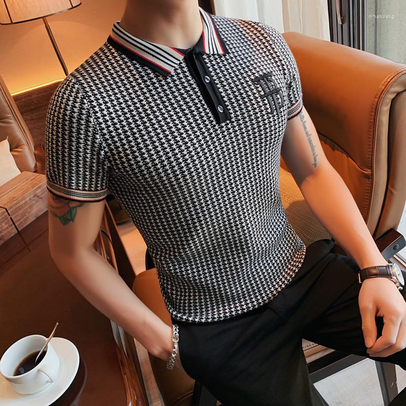 

Men's Polos 2022 Korean Style Brand Clothing Men's Summer Leisure Knitting POLO Shirts/Male Slim Fit Embroidery Shirts Plus Size S-4XL, Gray
