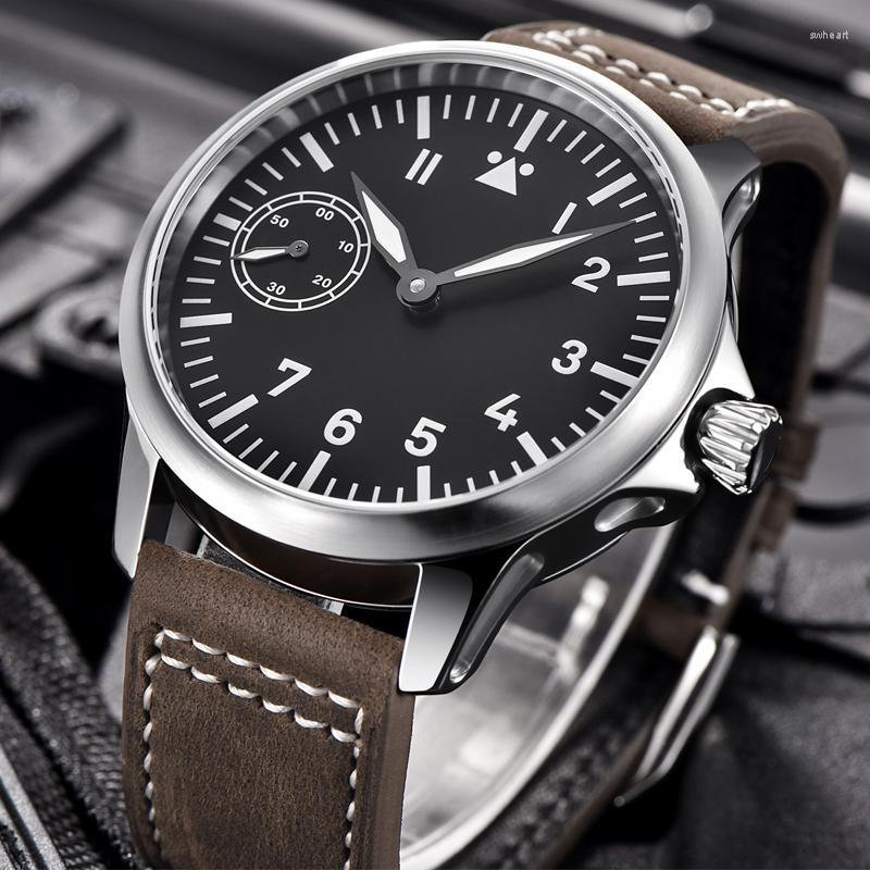 

Wristwatches Automatic Men's Watch Top Seagull Movement Military Luminous Waterproof Leather Belt Mechanical, Leather silver