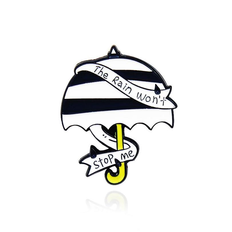 

Pins Brooches Cartoon Umbrella Shaped Brooches For Women Red Wine Lapel Pins Letter Silk Ribbon Enamel Paint Badges Denim Shirt Gif Dhojy