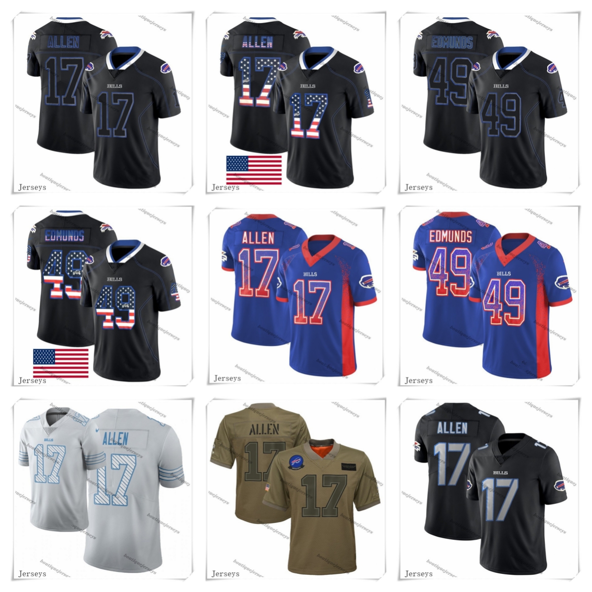 

Custom Buffalo''Bills''Men Jersey 17 Josh Allen 49 Tremaine Edmunds Fashion Impact Black Color Rush Limited''NFL''Football Jerseys