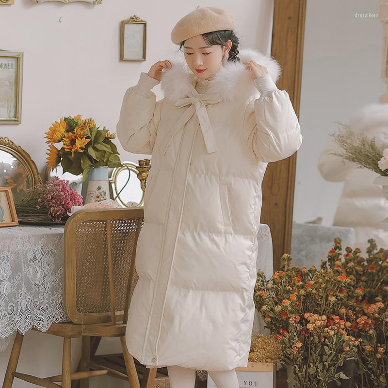 

Women's Down Women Apricot Long Jacket Hooded Bow Fashion Duck Waterproof Thickening Warm Feather Female Puffer Winter Outwear Tops, Green