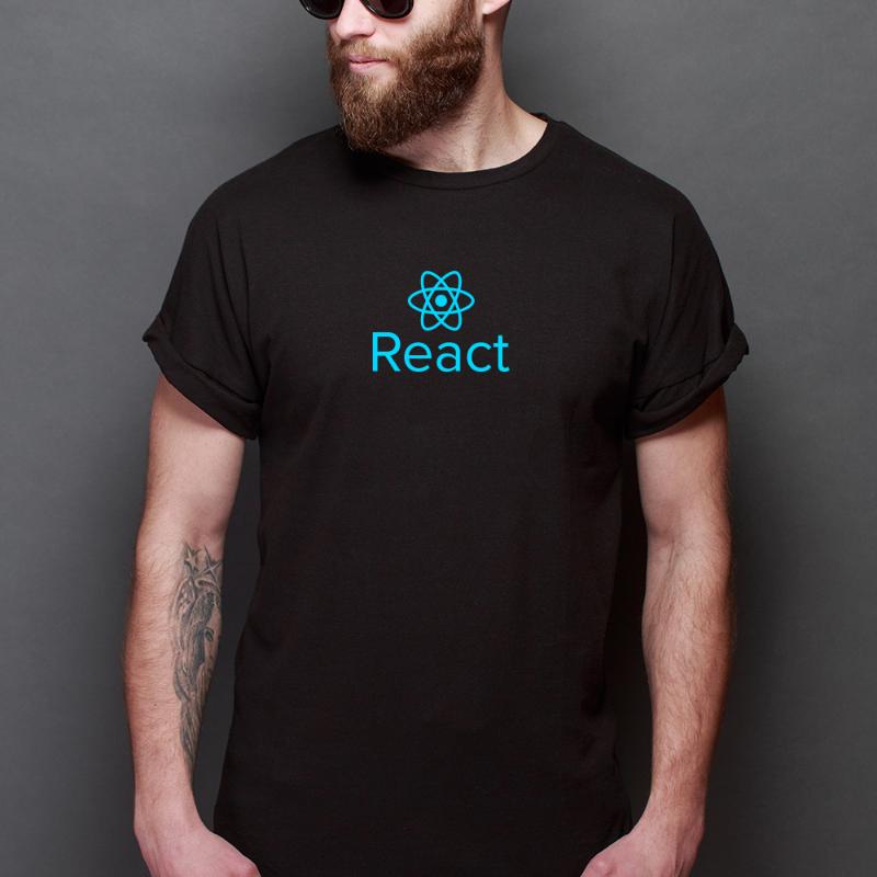 

Men' T Shirts Javascript React Framework Tshirt Cotton Staff Gift Man Geek Hacker Programmer Present Quality Fabric Boyfriend Husband Cloth, Picture shown