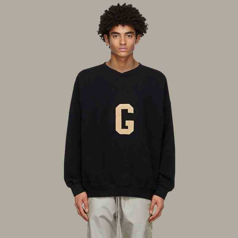 

Line Designer Luxury Men's Hoodies Cotton Comfortable Main Sweatshirt Feel of Season American Vintage High Street Round Neck Long BIH4, Thin black