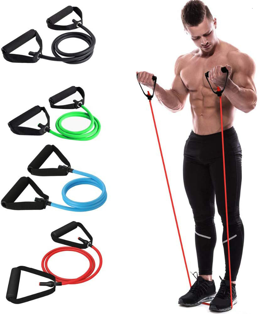 

Resistance Bands 5 Levels with Handles Yoga Pull Rope Elastic Fitness Exercise Tube Band for Home Workouts Strength Training 221128, Pink