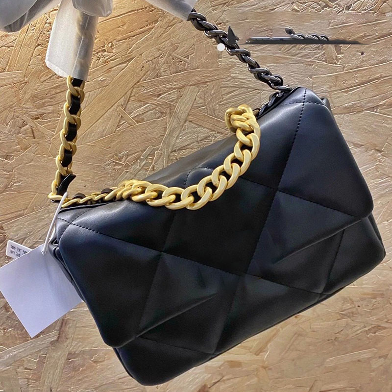 

Classic 19 Women Luxury Flap Shoulder Bag Retro Diamond Lattice Lambskin Leather Quilted Designer Crossbody Handbags Fashion Wallet Card Holder Suitcases Birkin, Black