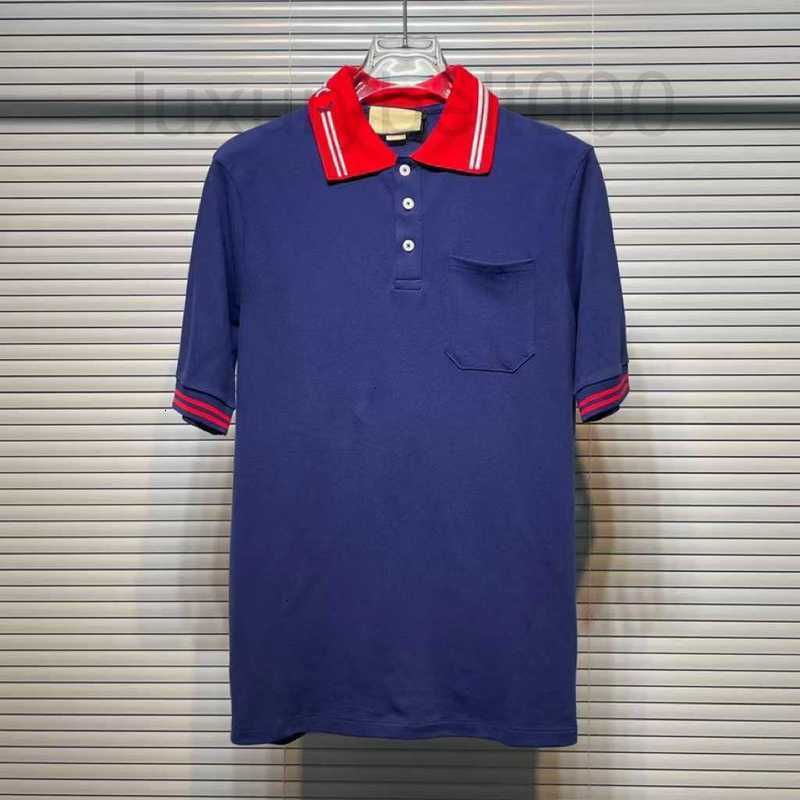 

Men's T-Shirts designer High version market differentiation fashion brand GU Gujia neckline embroidery cotton short sleeved polo neutral casual loose tee GQMH, Blue
