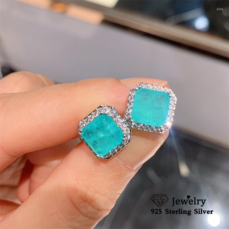 

Stud Earrings Gemstone For Women Luxury Vintage Fine Jewelry Ear Brincos Created Emerald Party Accessories CCE787