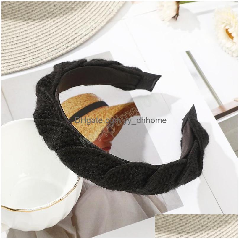 

Headbands Solid Color Braided Winter Hair Bands Headbands Women Knitting Bezel Hoop Hairband For Girls Fashion Accessories Drop Deli Dh2Vx