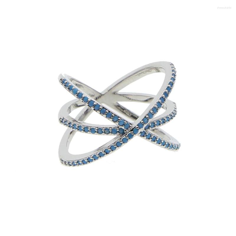 

Wedding Rings Eternity Design Criss Cross Size 6 7 Micro Pave Cz Double Layer X For Engagement Woman Ring Gifts