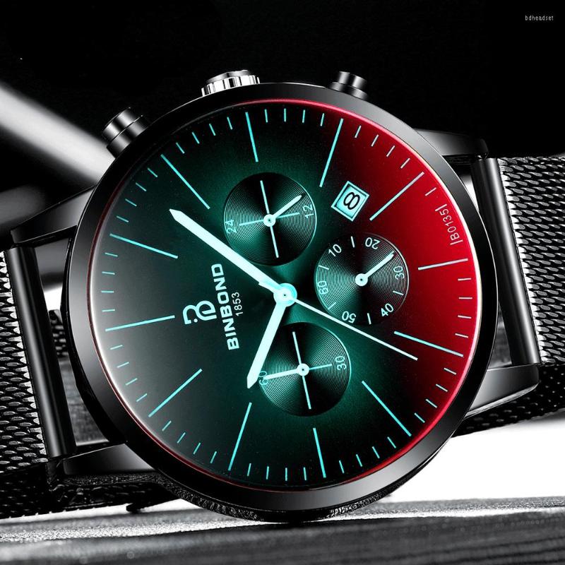 

Wristwatches Casual Business Chronograph Waterproof Stainless Steel Mesh Watch Men Luxury Fashion Quartz Watches Reogio Masculino