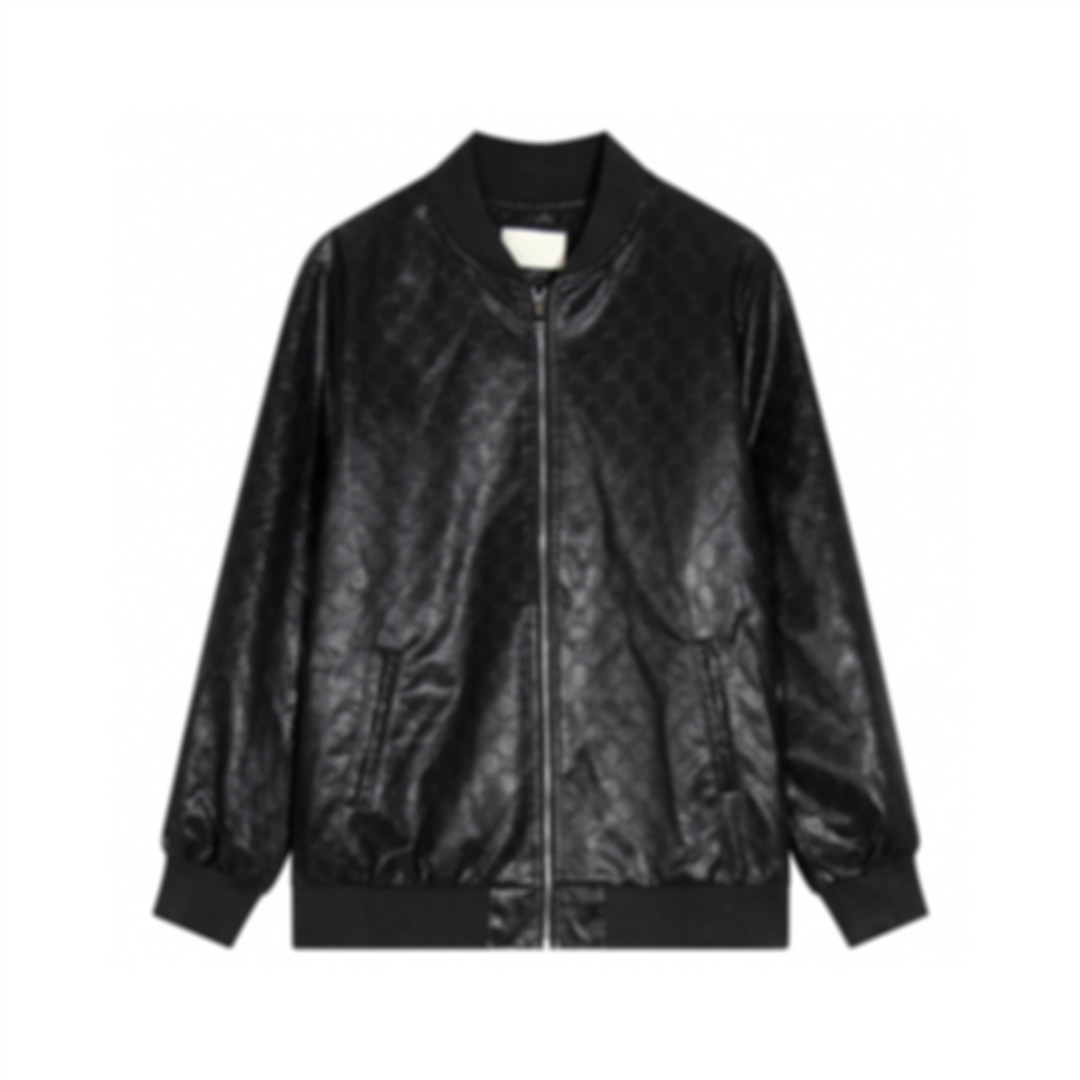 

2022 fashion designer mens leather clothing jacquard letter classic print streetwear outwear jacket coat M-2XL, Black