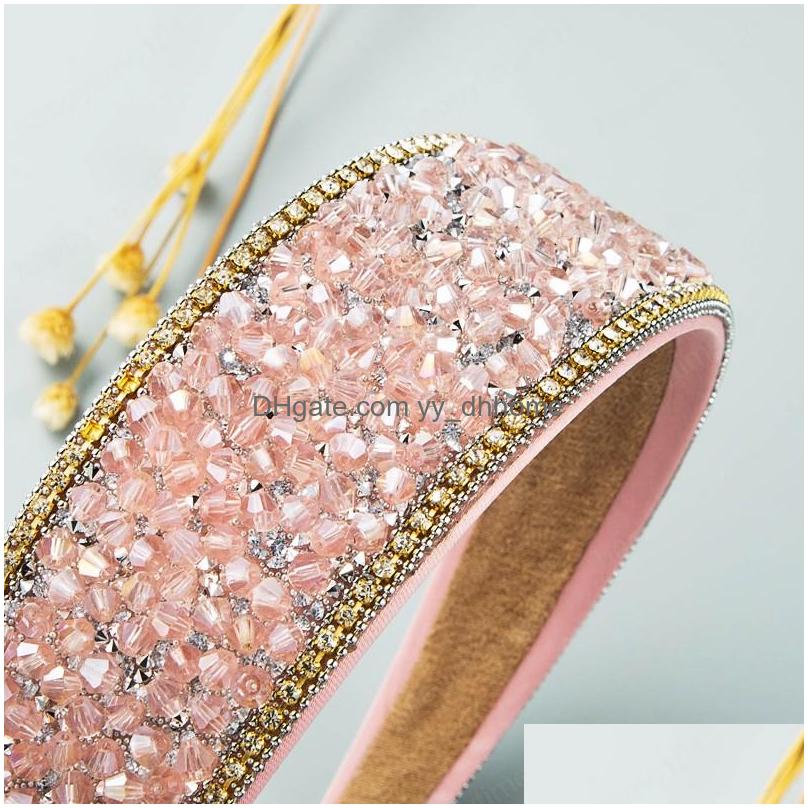 

Headbands Luxury Korean Fly Color Crystal Headband Elegant Sparkly Rhinestone Beaded Widebrimmed Hairband Girls Tiara Crowns Drop De Dhowl