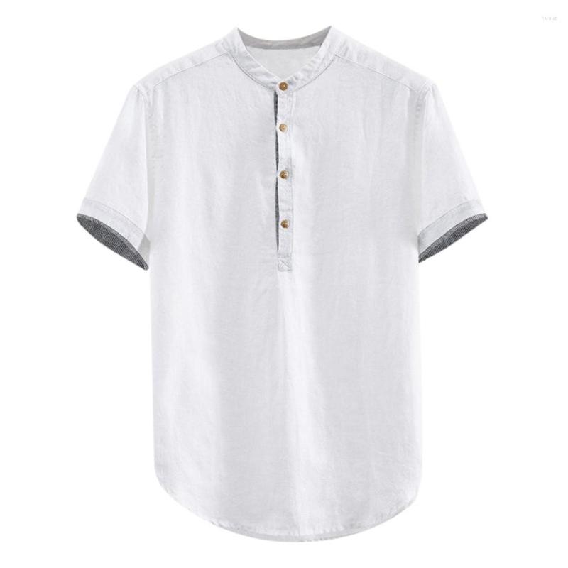 

Men's T Shirts Men Baggy Solid Cotton Linen Short Sleeve Button Plus Size Shirt Blouse Fashion Clothes Designer Loose Tops, L01-1