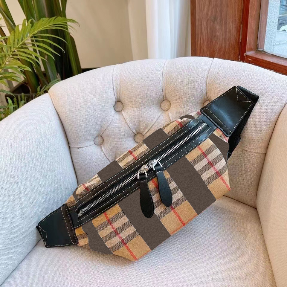 

TB Luxury Waist Classic Striped Plaid nylon fashion city chest belt bag men's Women's designer bumbag totes clutch fanny pack handbag Crossbody shouder bum bags wallet, Carton