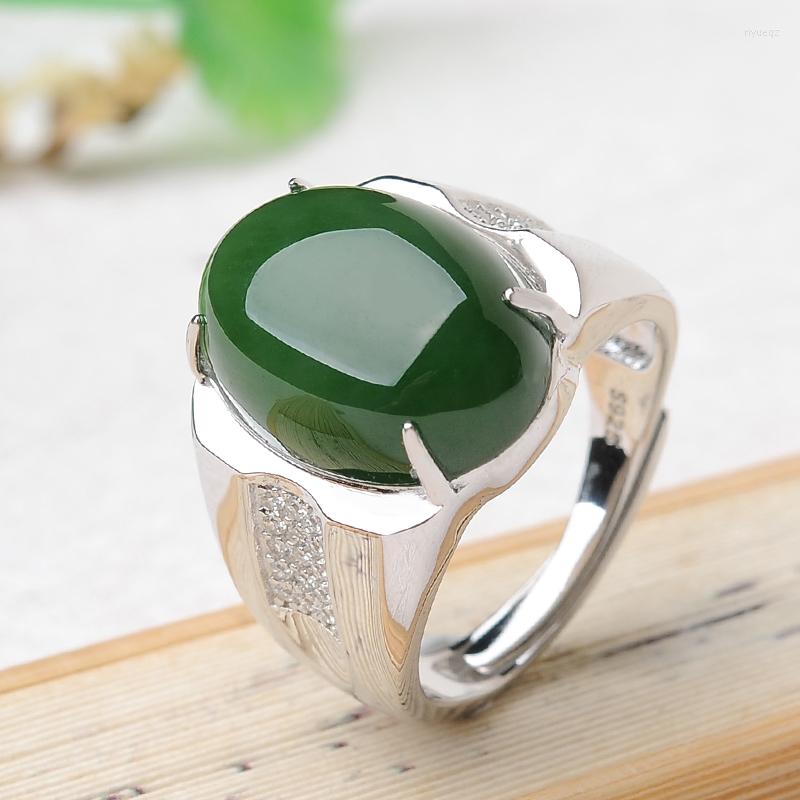 

Cluster Rings 925 Silver And Tianyu Jade Men's Ring Natural Male