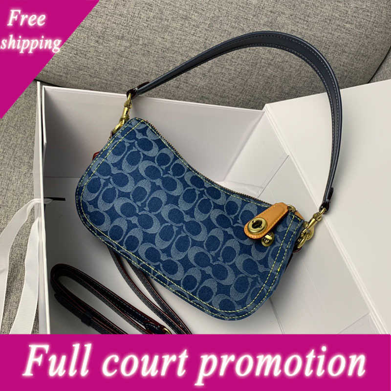 

Luxury Designer Bags Orlai New Denim Blue Single Shoulder Crcent Underarm Xiangbulei Jacquard Swinger Mahjong Small Square ladies evening clutches