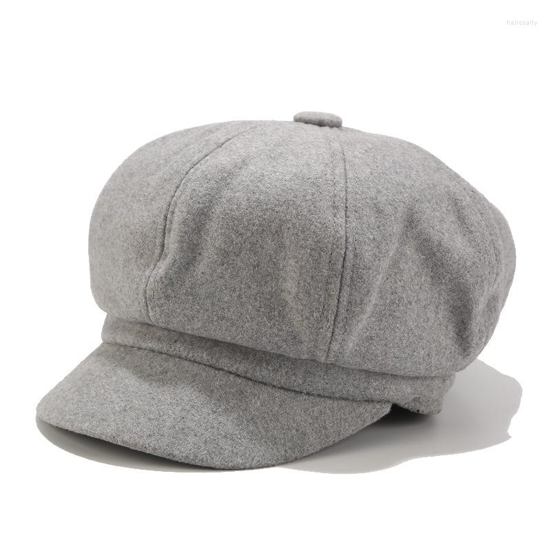 

Berets High Quality Fashion Autumn And Winter Octagonal Hat British Solid Color Retro Cap Outdoor Leisure Wild Young Painter, Black