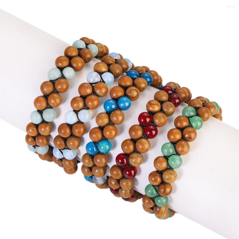 

Strand 2022 Health Protection Bracelet Men Homme Reiki Ethnic Yog Blue Brown Stone Beads Double Layer Bracelets Pulseras Hombre