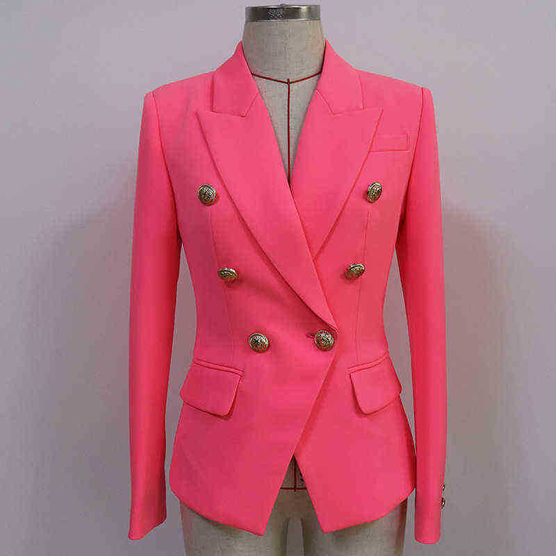 

New PinkOrange Women Blazer Jackets Autumn Winter 2020 Suit Classic DoubleBreasted Button Slim Suit Jacket blazer Women J220813, Pink orange