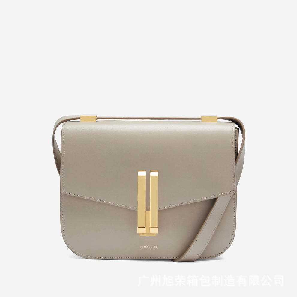 

British niche brand Demellier Tofu Bag Women's 2022 new fashion leather one shoulder cross body small square bag, Light gray