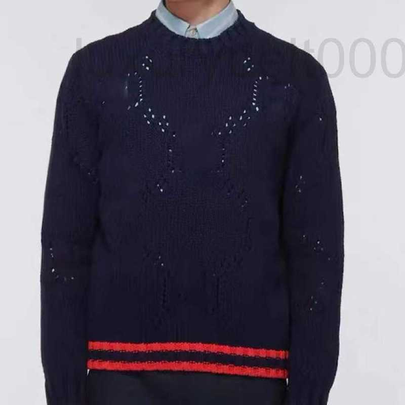 

Men' Sweaters designer Distinguish from the high-end version of market Trendy Brand GU Gujia Jacquard Long Sleeve Versatile Large Neutral Crew Neck Loose 8N93, Navy blue