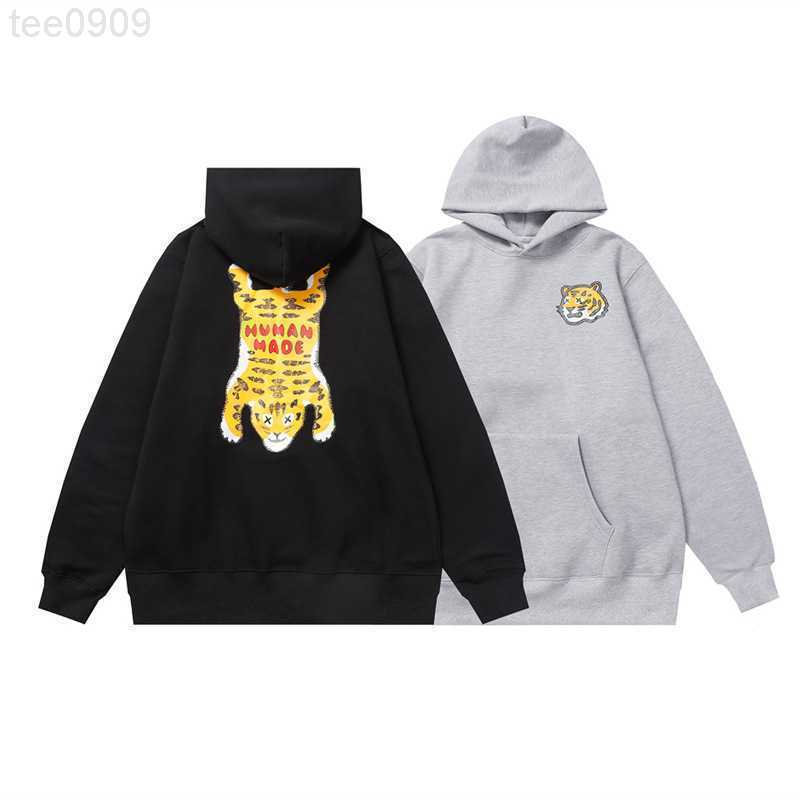 

Autumn and winter Designer HUMAN MADE co branded tiger terry hoodie sweaters for men and women loose pullover hoodies for lovers Size xl, Black