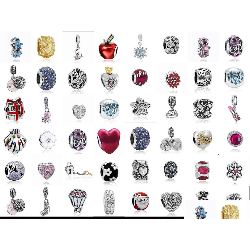 

Silver Fits Pandora Bracelets Mix 50Pcs European Charms Sier Enamel Charm Bead Loose Beads For Wholesale Diy Sterling Necklace Drop Dheau