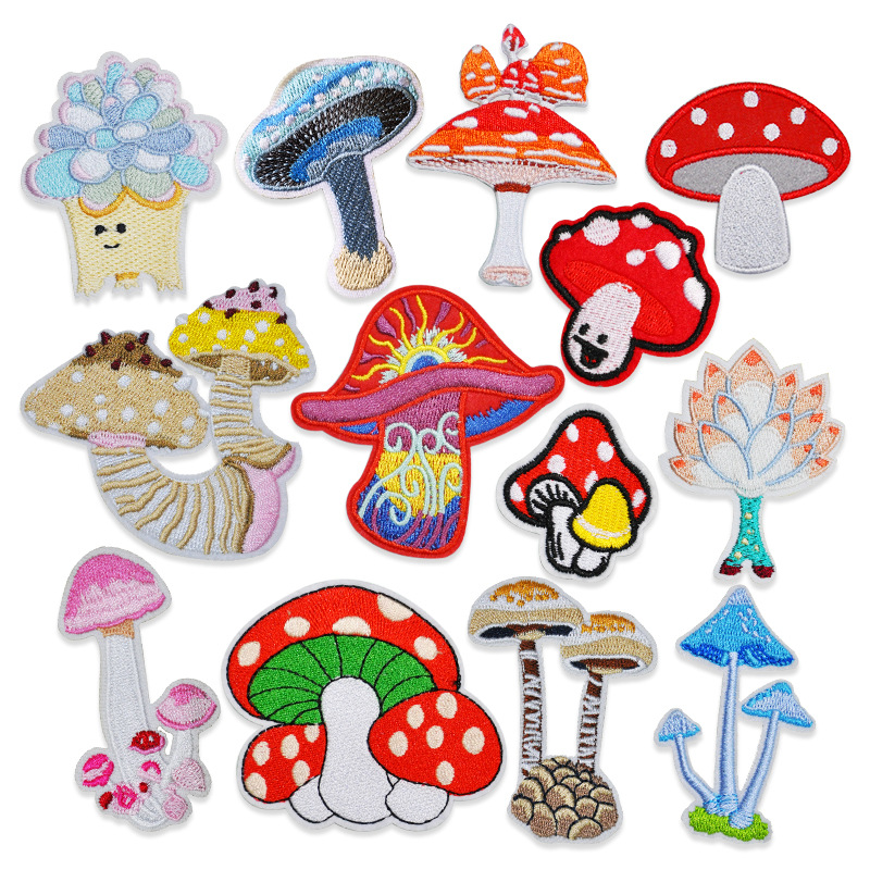 

Notions Mushroom Embroidered Patch Iron on Patches for Clothes Mini Cute Appliques Stickers Sewing Craft Clothing Decoration for Dress Hat Pants Backpack