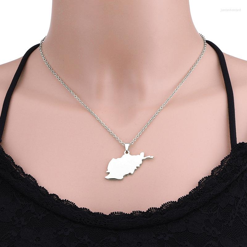 

Pendant Necklaces European And American Stainless Steel Afghanistan Map Necklace