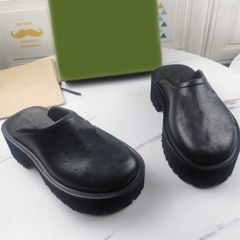 

Designer Women Hole Slippers Mens Rubber Sandals 5CM/2.5CM Thick Bottom EVA Shoes Summer Beach Increased Platform Non-Slip Casual Shoe Box, Black 5cm high heel