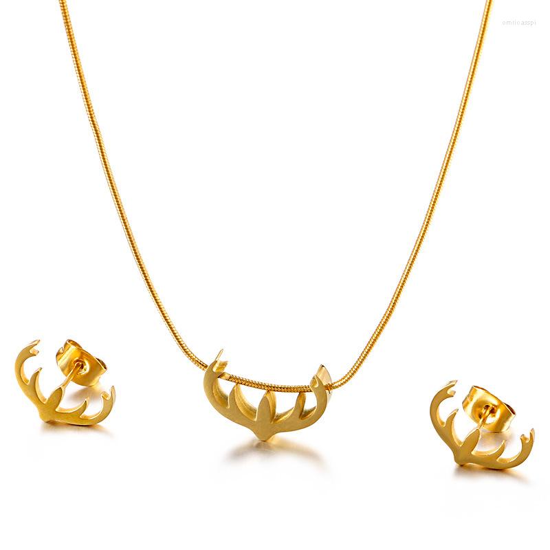 

Necklace Earrings Set Accessories Simple And Versatile Ladies Clavicle Creative Antler Earring, Picture shown
